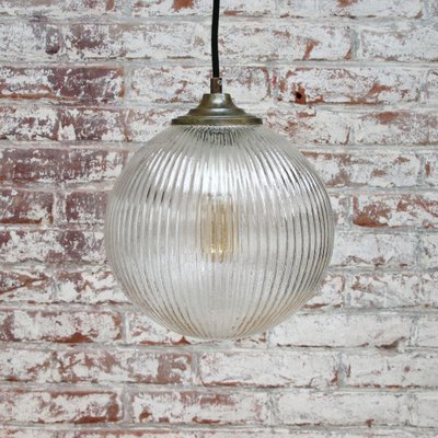 Vintage European Clear Glass & Brass Top Pendant Lights-BLS-1328306