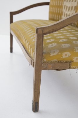 Vintage Fabric and Brass Wooden Sofa, 1950s-RCE-1382801