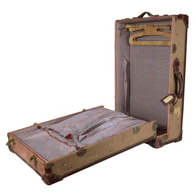 Vintage Fabric & Leather Travel Trunk, 1945-RAQ-1319798