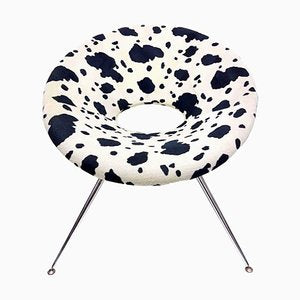 Vintage Fabric & Metal Circle Chair, 1970s-FIP-1171850