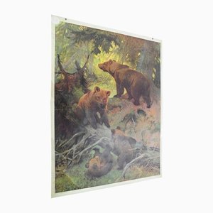 Vintage Family of Brown Bears Printed Wall Chart-KJP-1149324