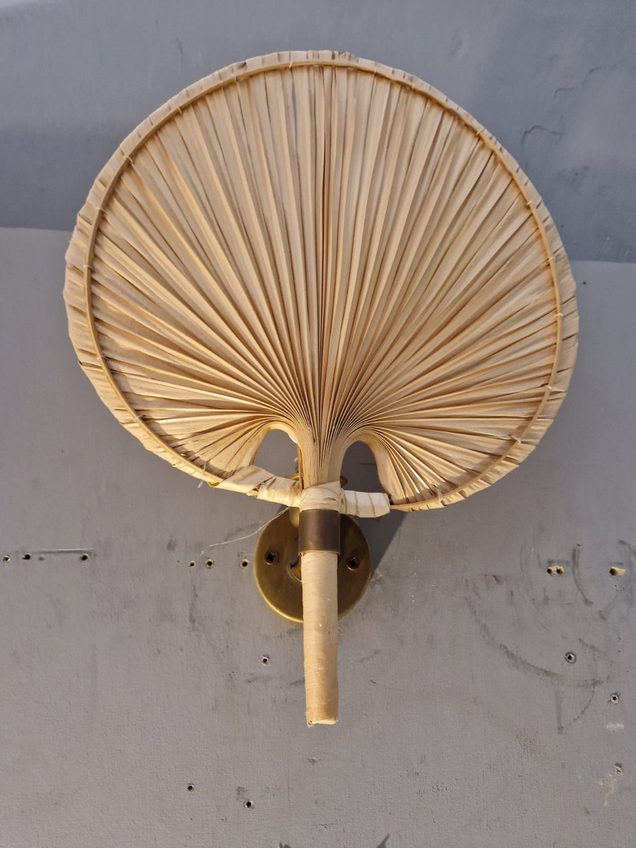 Vintage Fans in Straw and Bamboo in the style of Ingo Maurer, 1970s, Set of 2