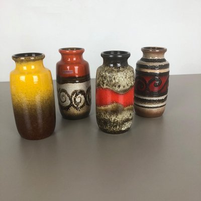 Vintage Fat Lava Pottery 213-20 Vases fromScheurich, Germany, Set of 4-QZ-1153027