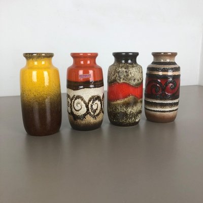 Vintage Fat Lava Pottery 213-20 Vases fromScheurich, Germany, Set of 4-QZ-1153027