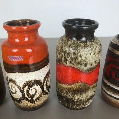 Vintage Fat Lava Pottery 213-20 Vases fromScheurich, Germany, Set of 4-QZ-1153027