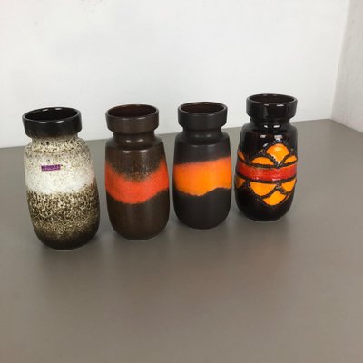 Vintage Fat Lava Pottery 242-22 Vases from Scheurich, Germany, Set of 4-QZ-1153028