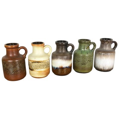 Vintage Fat Lava Pottery 414-16 Vases by Scheurich, Germany, Set of 5-QZ-1141255