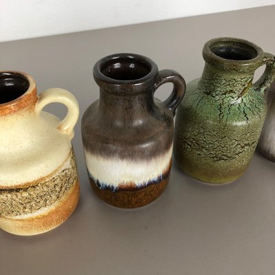 Vintage Fat Lava Pottery 414-16 Vases by Scheurich, Germany, Set of 5-QZ-1141255