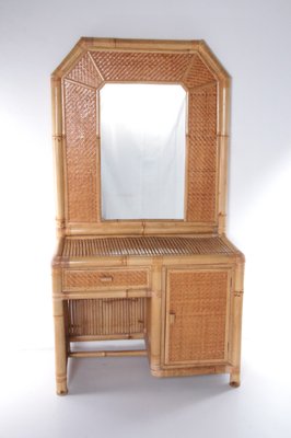 Vintage Faux Bamboo Dressing Table, France, 1980s, Set of 2-EZZ-1348273