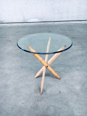 Vintage Faux Bamboo Folding Tripod Side Table, 1970s-RQV-1022946