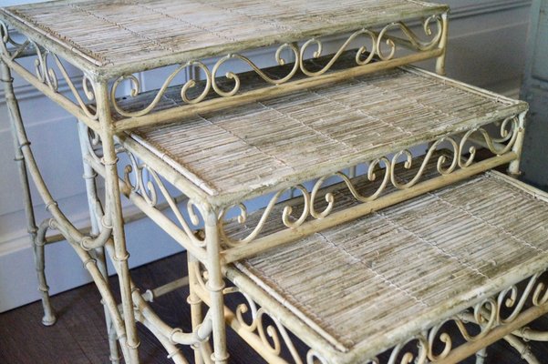 Vintage Faux Bamboo Nesting Tables, Set of 3-DVX-659646