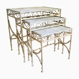 Vintage Faux Bamboo Nesting Tables, Set of 3-DVX-659646