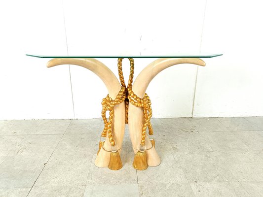 Vintage Faux Tusk Console Table, 1980s-IRH-1819658