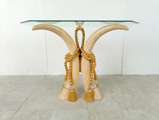 Vintage Faux Tusk Console Table, 1980s-IRH-1819658