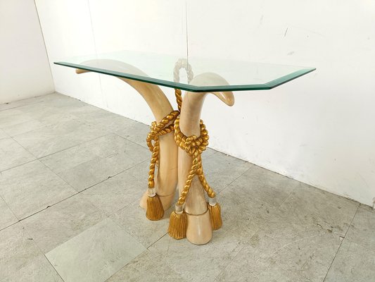 Vintage Faux Tusk Console Table, 1980s-IRH-1819658