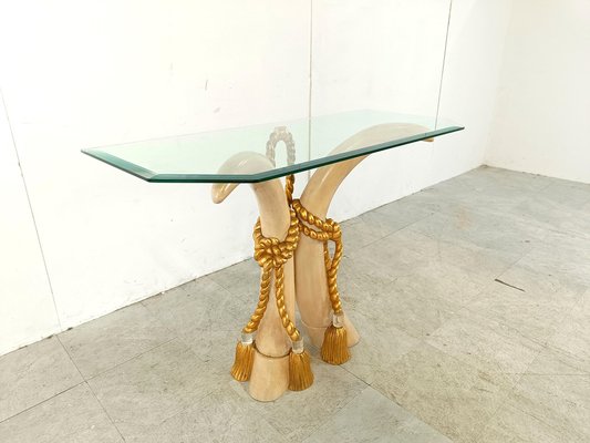 Vintage Faux Tusk Console Table, 1980s-IRH-1819658