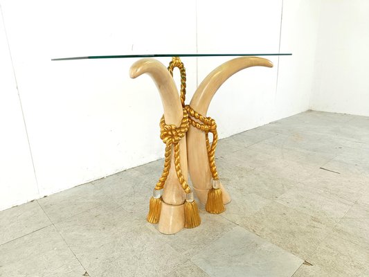 Vintage Faux Tusk Console Table, 1980s-IRH-1819658