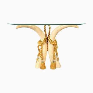 Vintage Faux Tusk Console Table, 1980s-IRH-1819658