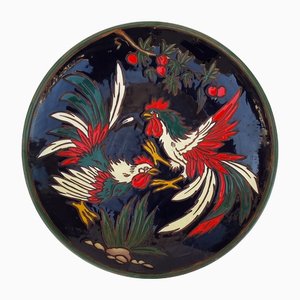 Vintage Fighting Roosters Wall Plate-NUX-1250517