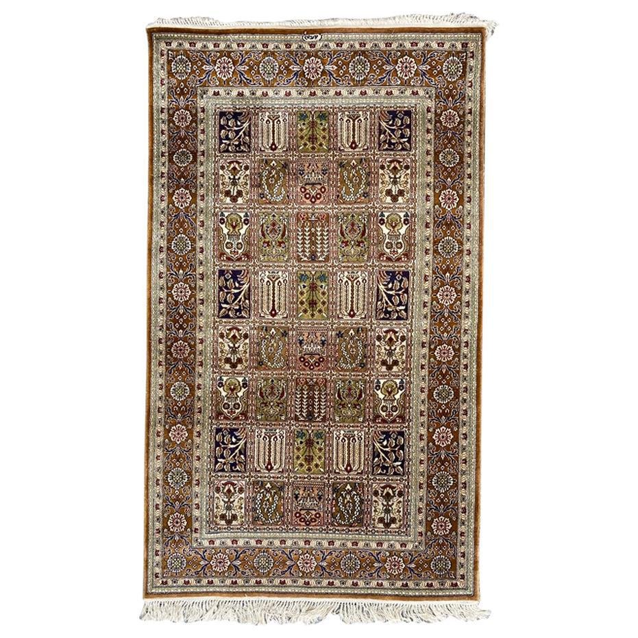 Vintage Fine Silk Hereke Style Rug