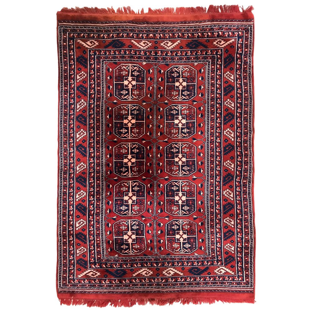 Vintage Fine Turkmen Afghan Boukhara Design Rug