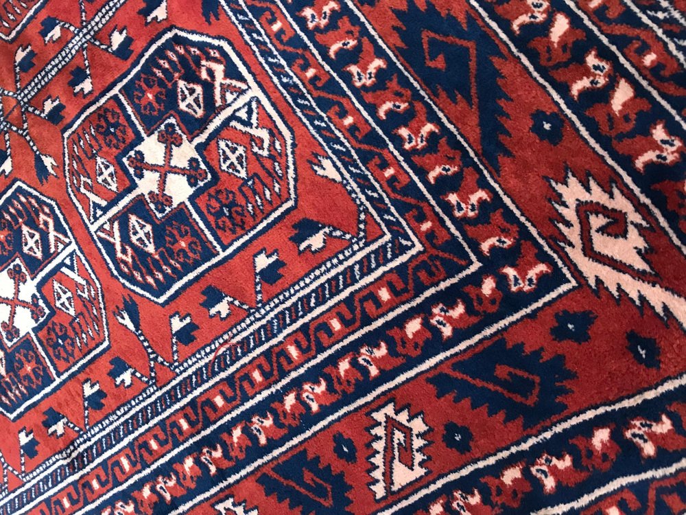 Vintage Fine Turkmen Afghan Boukhara Design Rug