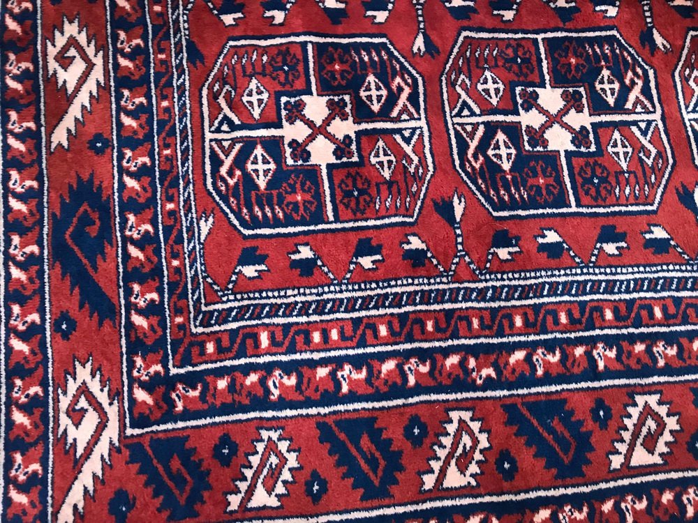 Vintage Fine Turkmen Afghan Boukhara Design Rug