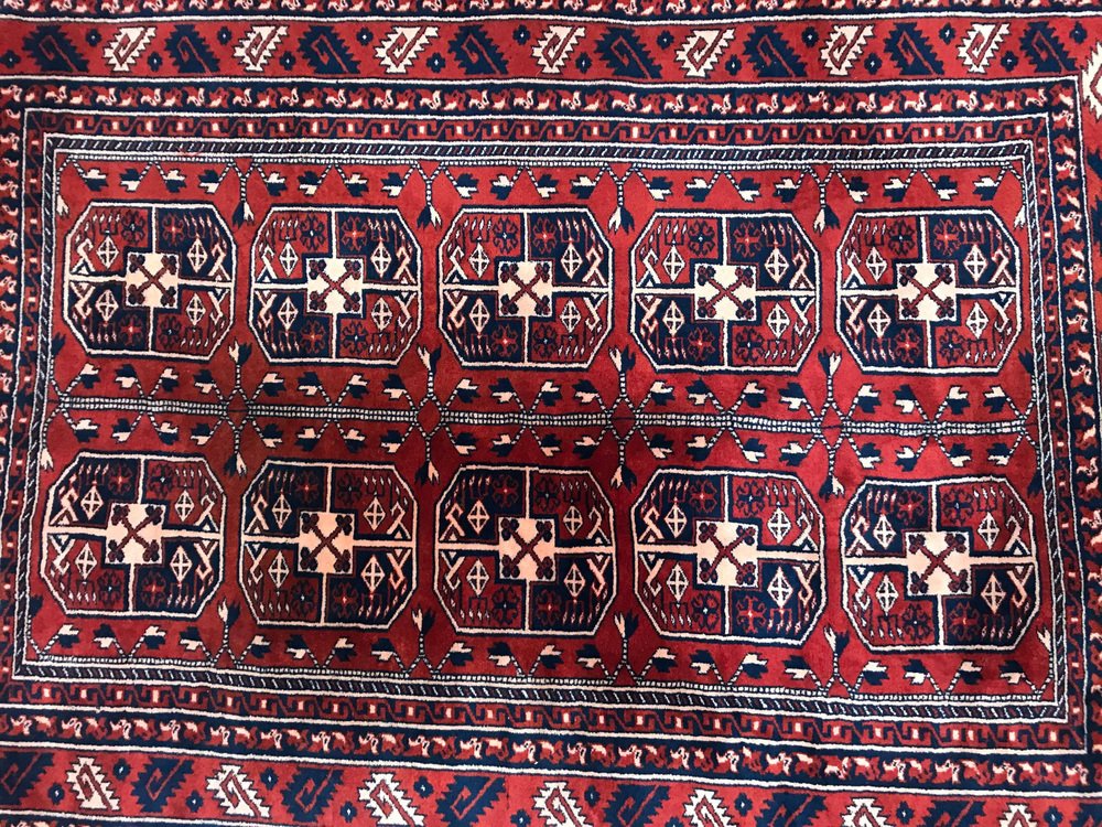 Vintage Fine Turkmen Afghan Boukhara Design Rug