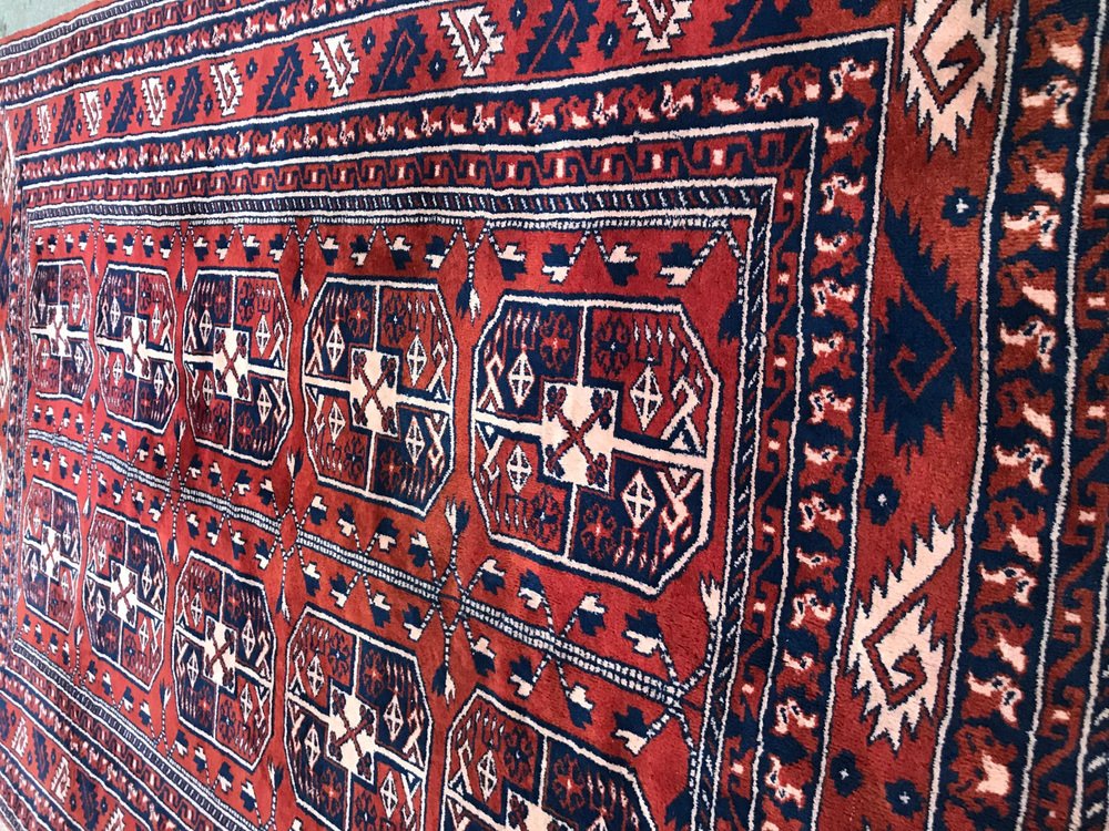 Vintage Fine Turkmen Afghan Boukhara Design Rug