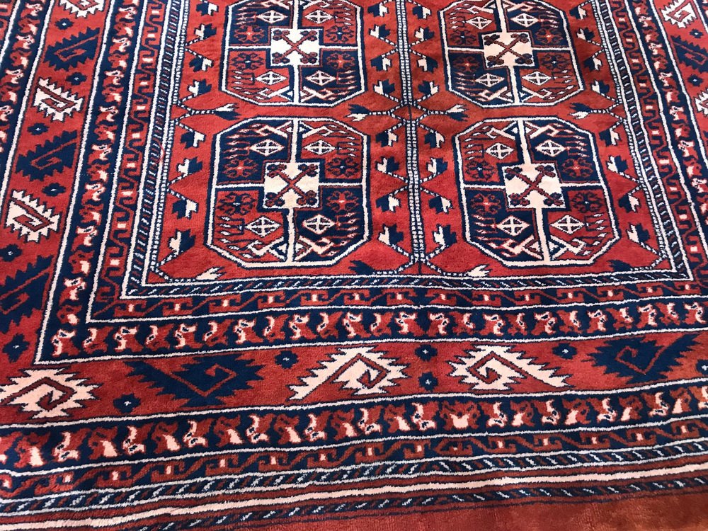 Vintage Fine Turkmen Afghan Boukhara Design Rug