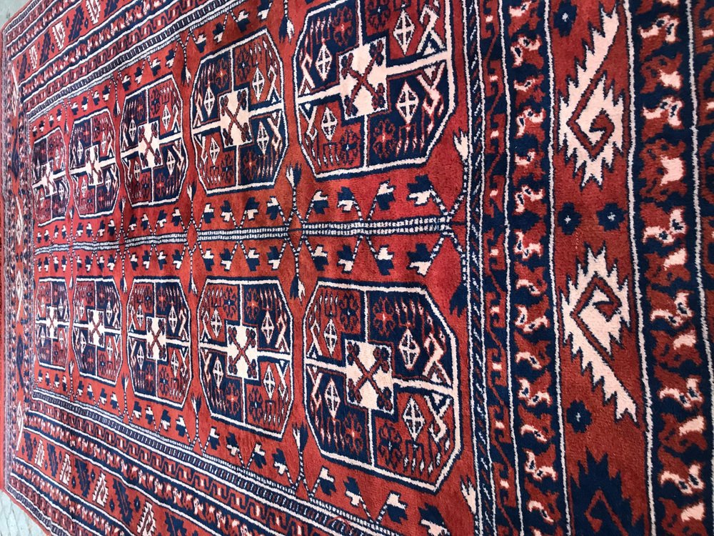 Vintage Fine Turkmen Afghan Boukhara Design Rug