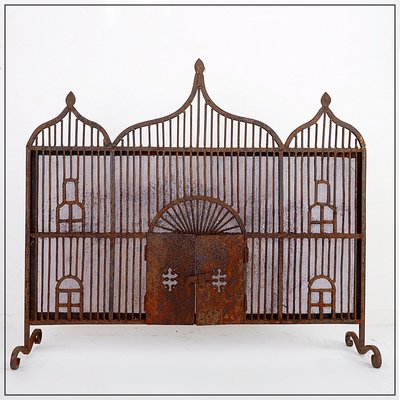 Vintage Fireplace Screen in Wrought Iron-NYF-2019125