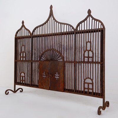 Vintage Fireplace Screen in Wrought Iron-NYF-2019125