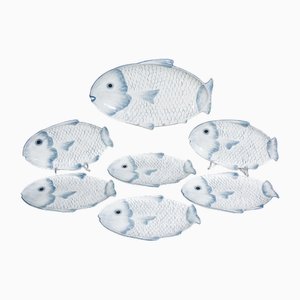 Vintage Fish-Shaped Plates from Mennella Brothers, Set of 7-OJE-2020948