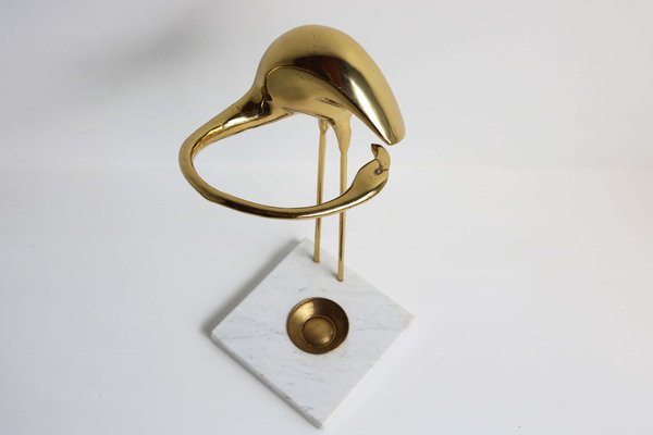 Vintage Flamingo Umbrella Stand in Brass by Willy Daro, 1960s-WIP-2041190