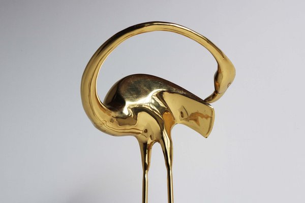 Vintage Flamingo Umbrella Stand in Brass by Willy Daro, 1960s-WIP-2041190