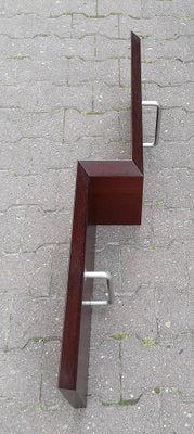 Vintage Flat Wall Coat Rack in Brown Oak Veneer with 2 Chromed Hooks from Schönbuch, 1970s-HOI-1007836