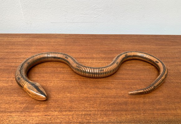 Vintage Flexible Wooden Snake Sculpture-UAH-1284385