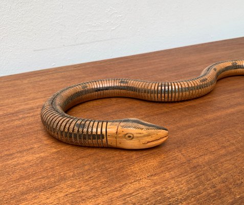 Vintage Flexible Wooden Snake Sculpture-UAH-1284385