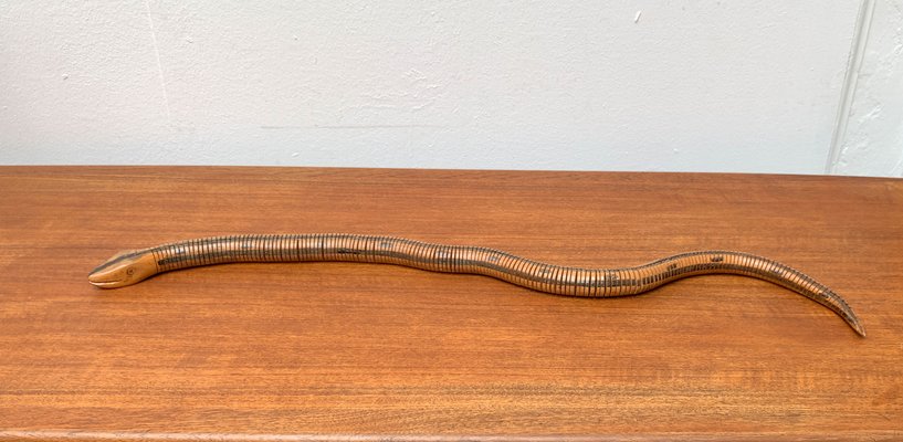 Vintage Flexible Wooden Snake Sculpture-UAH-1284385