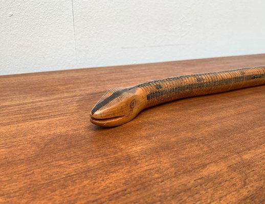 Vintage Flexible Wooden Snake Sculpture-UAH-1284385