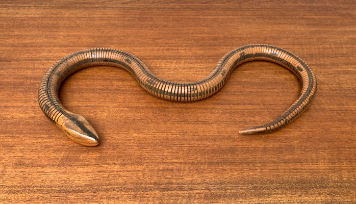 Vintage Flexible Wooden Snake Sculpture-UAH-1284385