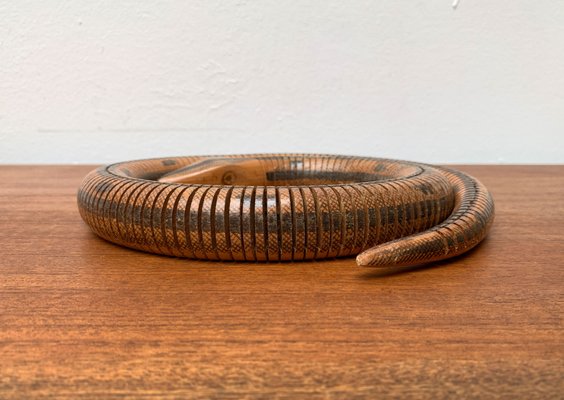 Vintage Flexible Wooden Snake Sculpture-UAH-1284385