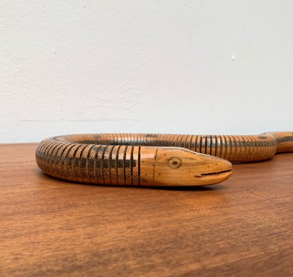 Vintage Flexible Wooden Snake Sculpture-UAH-1284385