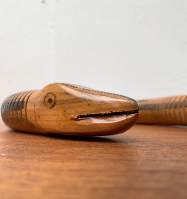 Vintage Flexible Wooden Snake Sculpture-UAH-1284385