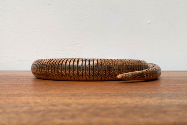 Vintage Flexible Wooden Snake Sculpture-UAH-1284385