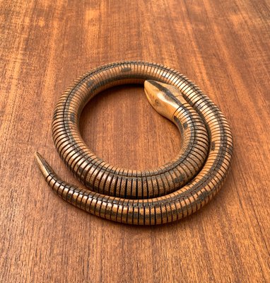 Vintage Flexible Wooden Snake Sculpture-UAH-1284385