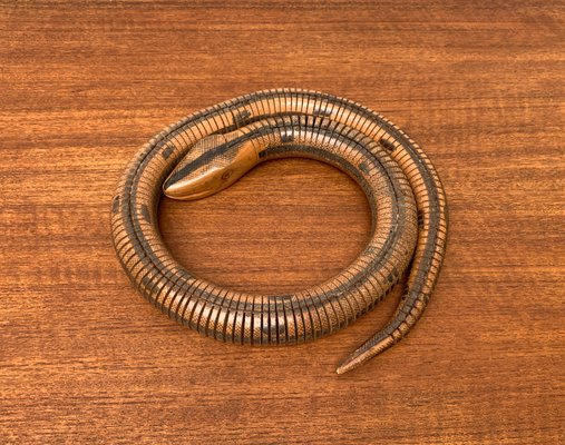 Vintage Flexible Wooden Snake Sculpture-UAH-1284385