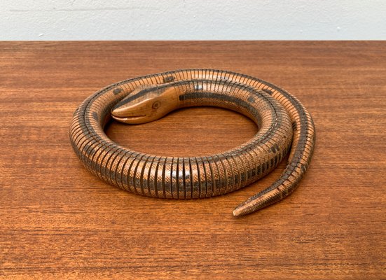 Vintage Flexible Wooden Snake Sculpture-UAH-1284385