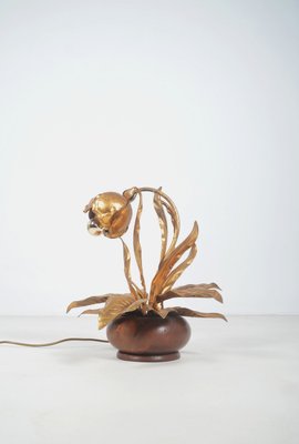 Vintage Flower Lamp in Gold Plated Metal attributed to Hans Kögl, 1970s-VCR-2021149